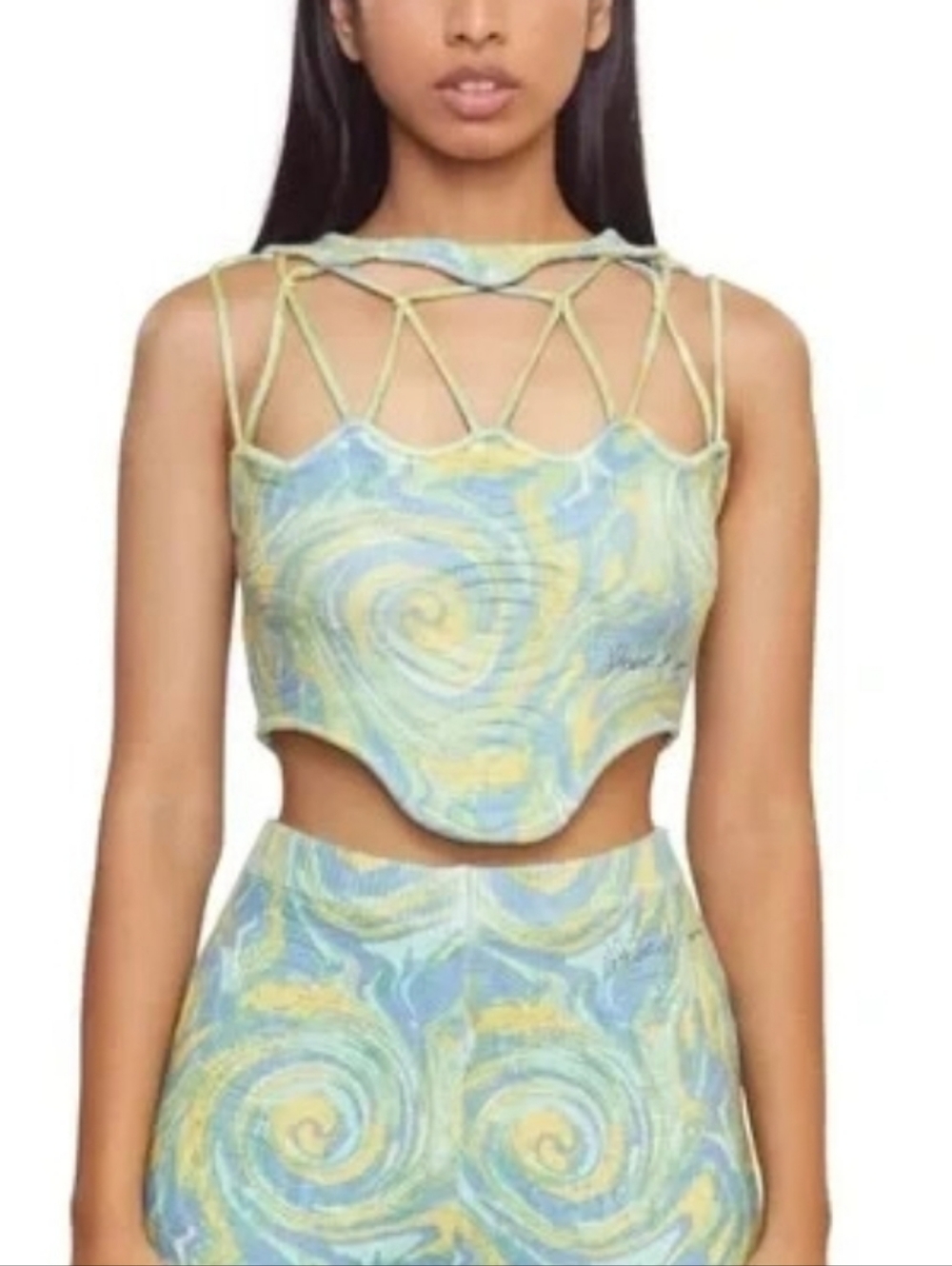 Nwot House Of Sunny Pastel Mint Cypress Cut Out Summer Knit Tank Top m